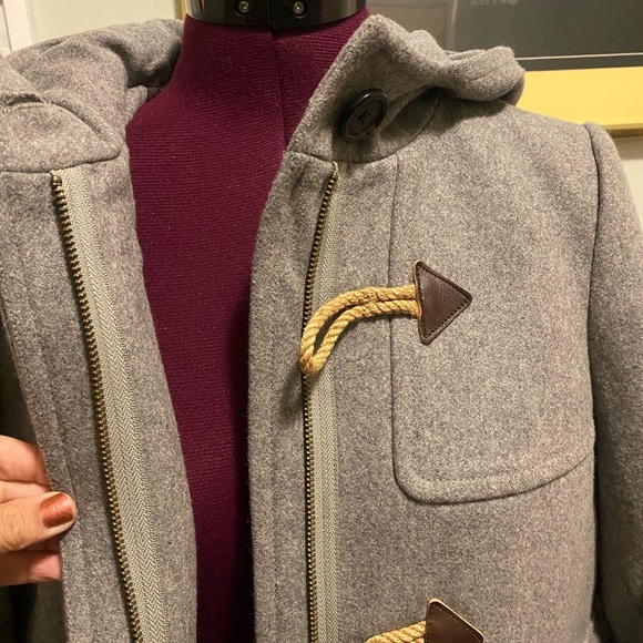 J Crew Classic Duffle Coat  Melton Wool Gray Toggle Italy coat. Like new - Picture 10 of 13